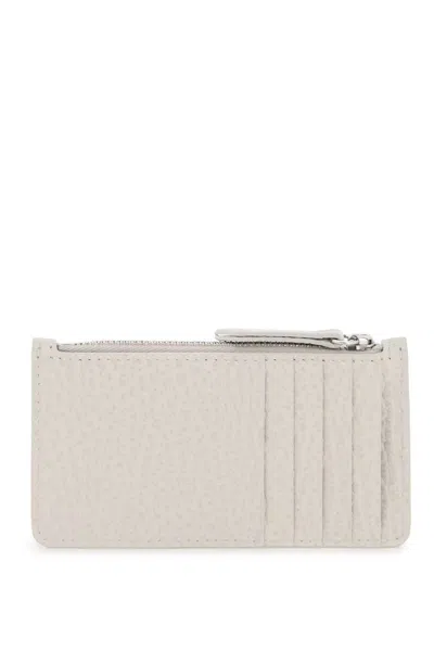 Shop Maison Margiela Leather Zipped Cardholder In Bianco
