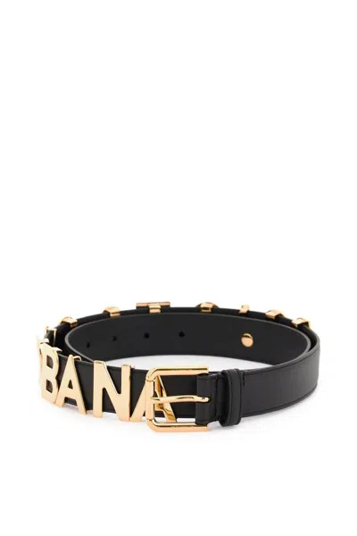 Shop Dolce & Gabbana Lettering Logo Leather Belt In Nero