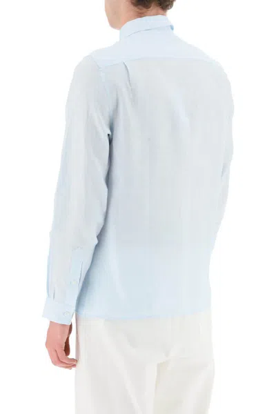 Shop Lacoste Light Linen Shirt In Celeste