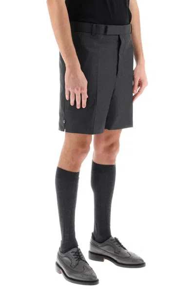 Shop Thom Browne Light Wool Tailoring Shorts In Grigio