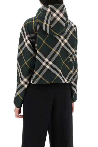 Shop Burberry Lightweight Check Cropped Jacket In Verde