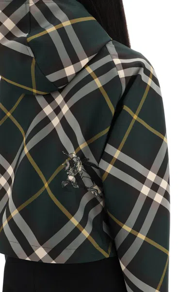 Shop Burberry Lightweight Check Cropped Jacket In Verde