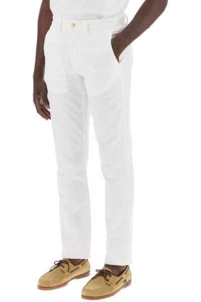 Shop Polo Ralph Lauren Lightweight Linen And Cotton Trousers In Bianco
