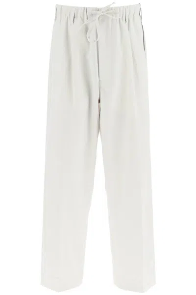 Shop Y-3 Lightweight Twill Pants With Side Stripes In Bianco