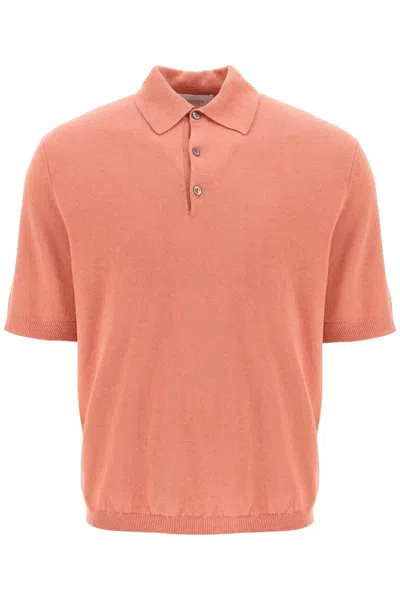 Shop Agnona Linen And Cotton Jersey Polo In Rosso