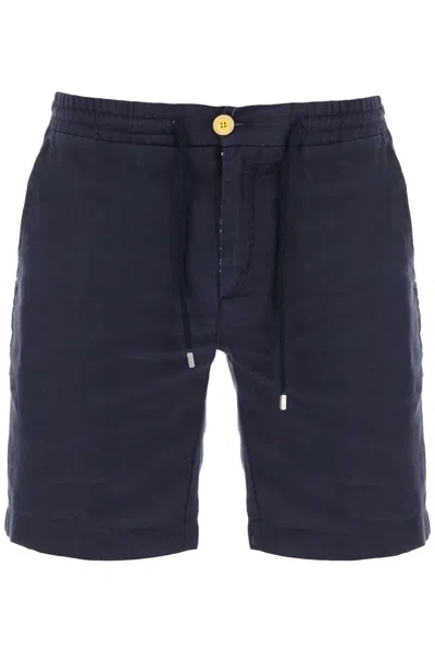 Shop Vilebrequin Linen Drawstring Shorts In Blu