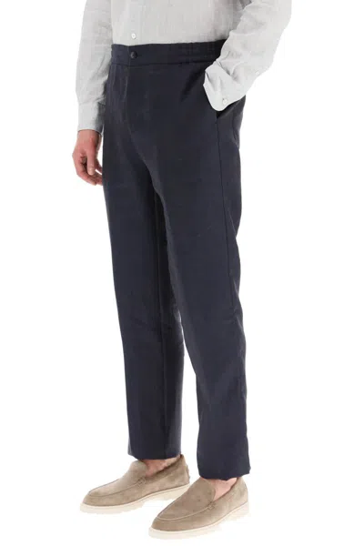 Shop Etro Linen Pants In Blu