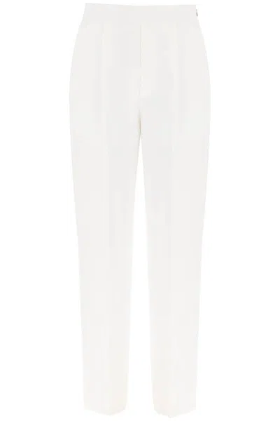 Shop Agnona Linen Trousers In Bianco