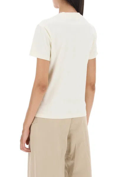 Shop Lanvin Logo Embroidered T-shirt In Bianco