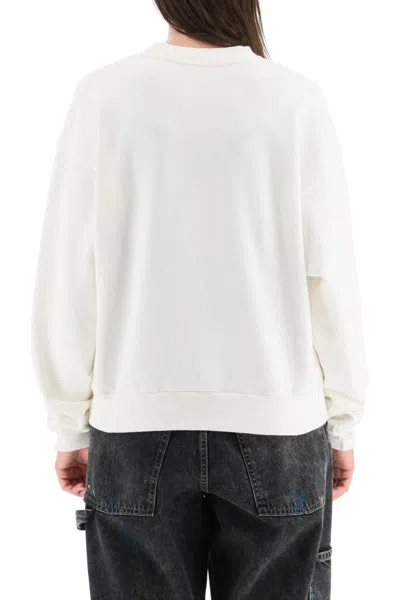 Shop Maison Margiela Logo Embroidery Sweatshirt In Bianco