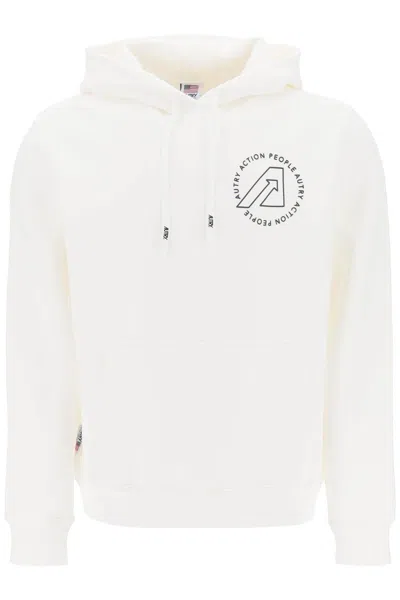 Shop Autry Logo Print Icon Hoodie In Bianco