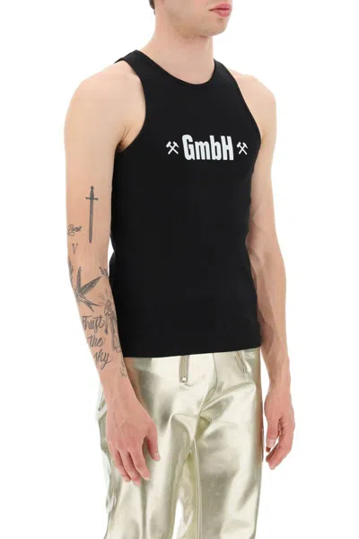 Shop Gmbh Logo Print Ribbed Tank Top In Nero