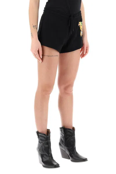 Shop Moschino Logo Printed Shorts In Nero