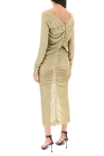 Shop Dolce & Gabbana Long Dress In Lurex Knit In Oro
