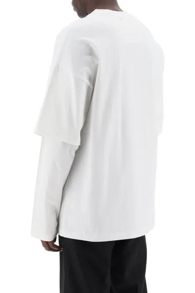 Shop Oamc Long-sleeved Layered T-shirt In Bianco