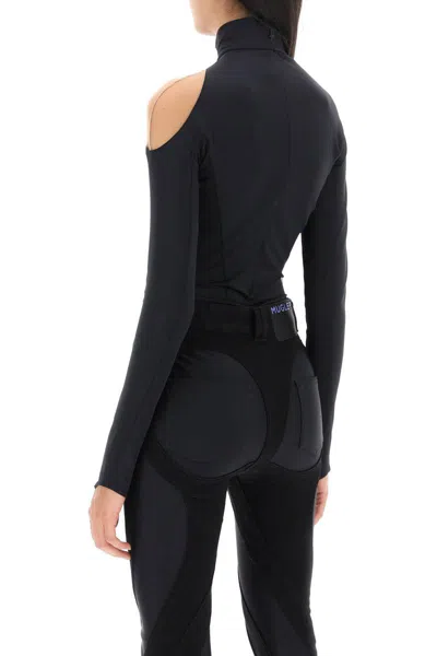 Shop Mugler Long-sleeved Swirly Bodysuit In Nero