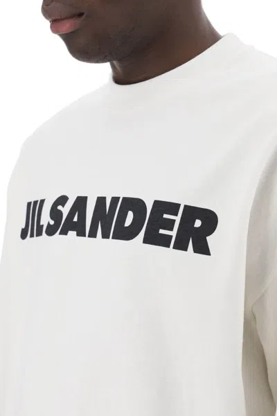 Shop Jil Sander Long-sleeved T-shirt With Logo In Bianco