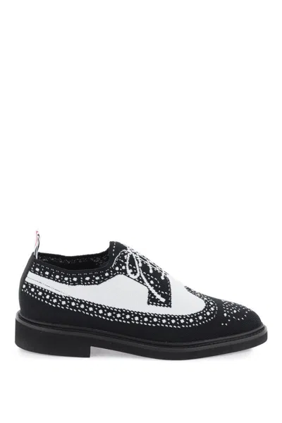Shop Thom Browne Longwing Brogue Loafers In Trompe L'oeil Knit In Nero