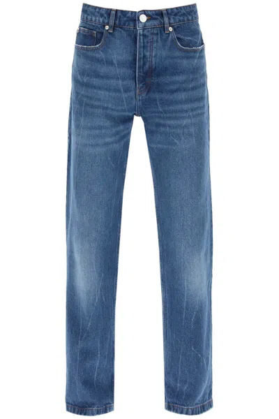 Shop Ami Alexandre Mattiussi Loose Jeans With Straight Cut In Blu