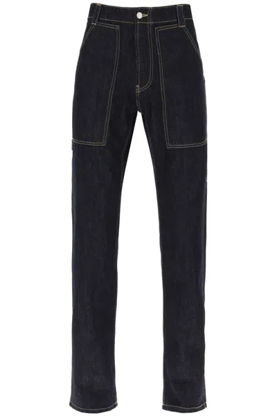 Shop Alexander Mcqueen Loose Jeans With Straight Cut In Blu