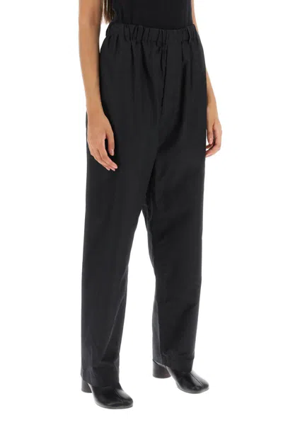 Shop Lemaire Loose Pants In Silk In Nero