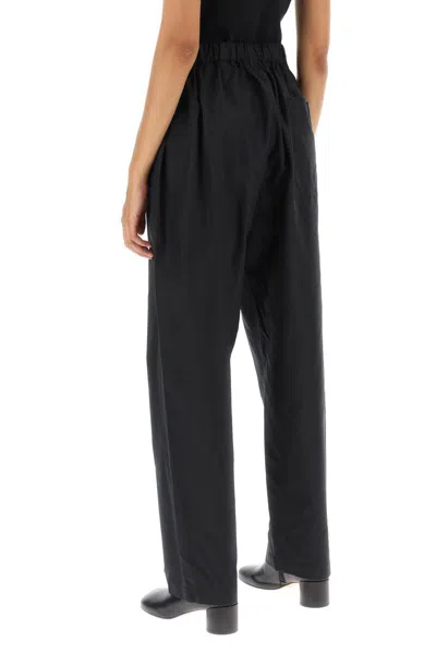 Shop Lemaire Loose Pants In Silk In Nero