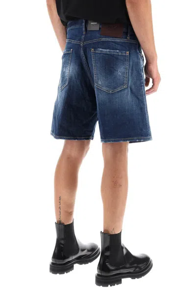 Shop Dsquared2 Loose Shorts In Used Denim In Blu