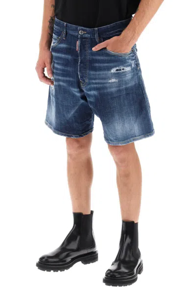 Shop Dsquared2 Loose Shorts In Used Denim In Blu
