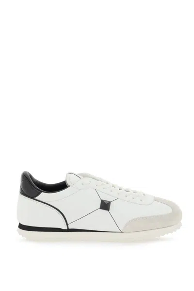 Shop Valentino Low Top Stud Around Sneakers In Bianco