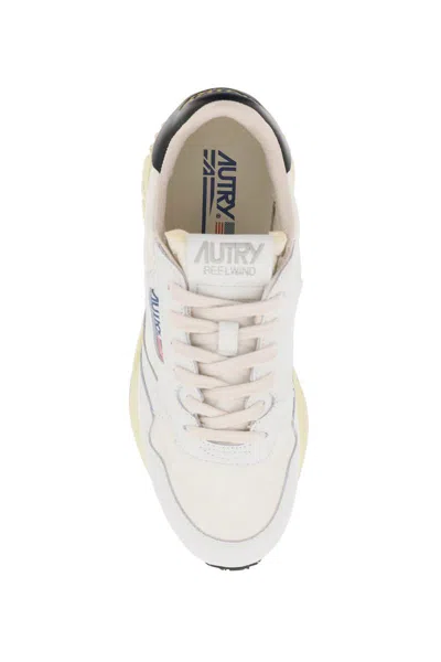 Shop Autry Low-cut Nylon And Leather Reelwind Sneakers In Bianco