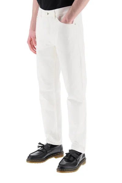 Shop Maison Kitsuné Low-rise Tapered Jeans In Bianco