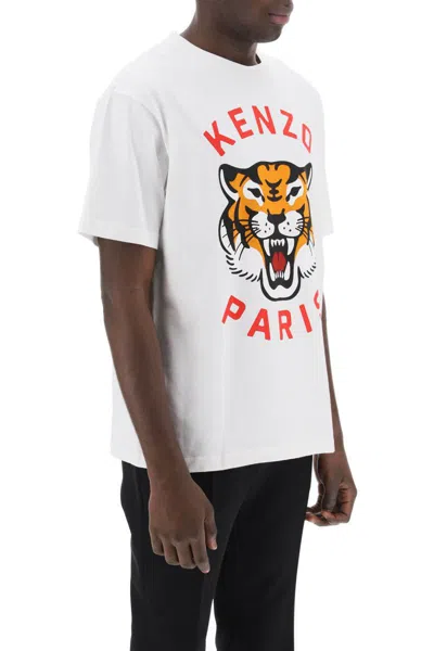Shop Kenzo Lucky Tiger Crew-neck T-shirt In Bianco