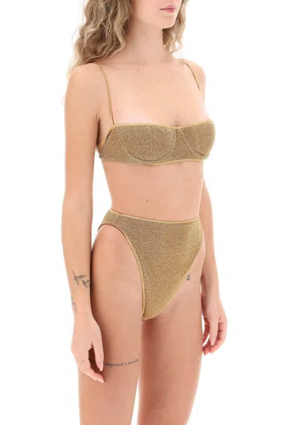 Shop Oseree Lurex Bikini Set In Oro