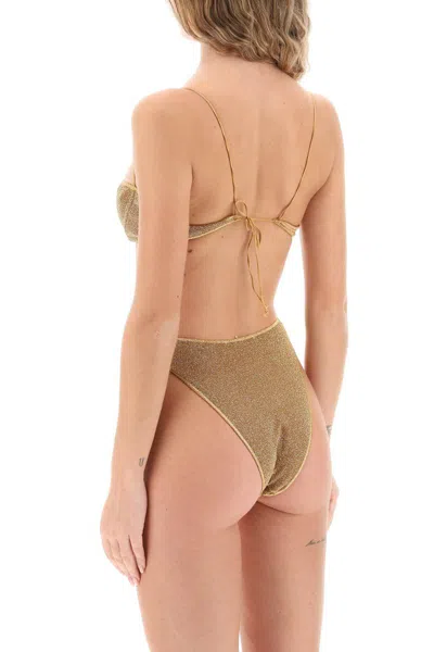 Shop Oseree Lurex Bikini Set In Oro