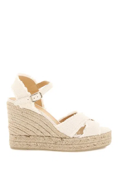 Shop Castaã±er Lurex Bromelia Wedge Sandals In Bianco