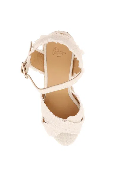 Shop Castaã±er Lurex Bromelia Wedge Sandals In Bianco