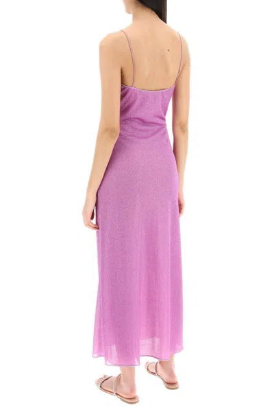 Shop Oseree Lurex Knit Midi Dress In In Rosa