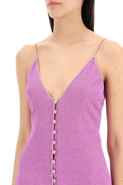Shop Oseree Lurex Knit Midi Dress In In Rosa