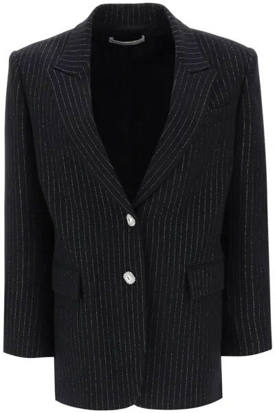 Shop Alessandra Rich Lurex-pinstriped Jacket In Nero