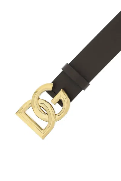 Shop Dolce & Gabbana Lux Leather Belt With Dg Buckle In Nero