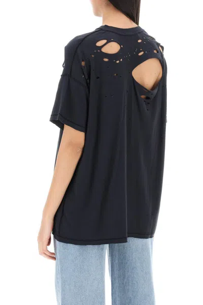 Shop Interior Mandy Destroyed-effect T-shirt In Nero