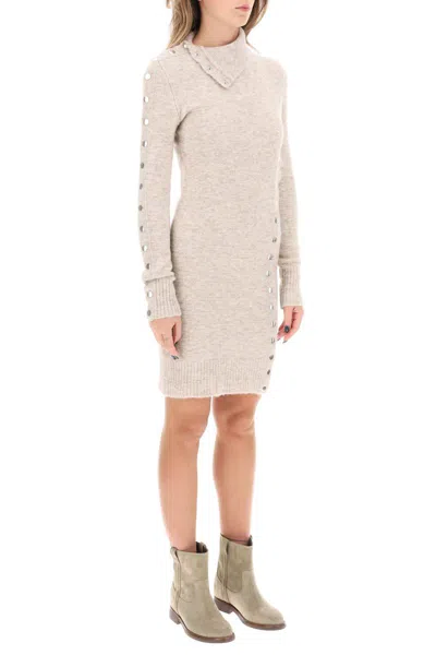 Shop Isabel Marant Marina Knitted Mini Dress In Beige