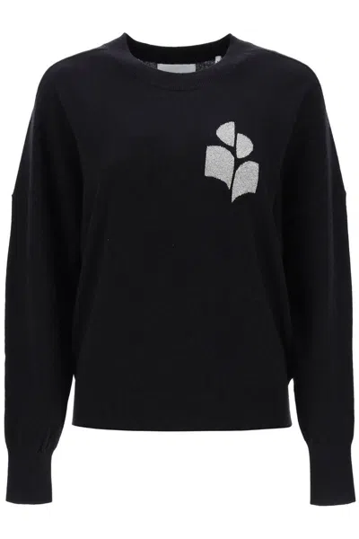 Shop Isabel Marant Étoile Marisans Sweater With Lurex Logo Intarsia In Nero