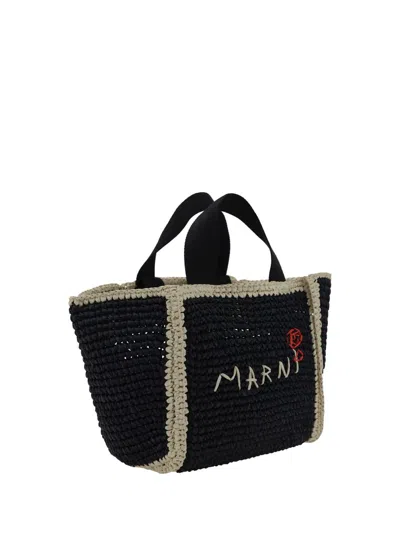 Shop Marni Handbags In Black/ivory/black