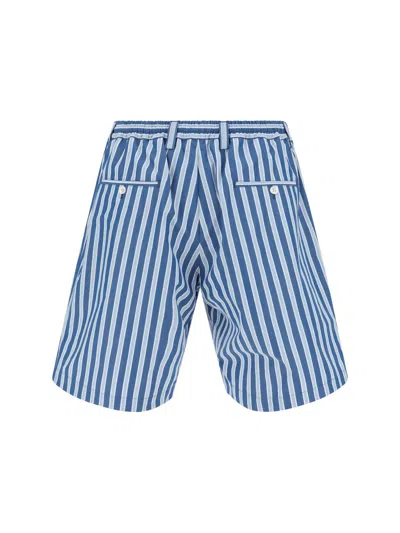 Shop Marni White And Light Blue Cotton Shorts In Opal