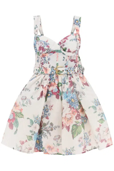 Shop Zimmermann Matchmaker Floral Bustier Dress In Bianco