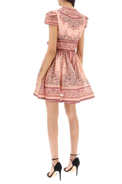 Shop Zimmermann Matchmaker Mini Dress With Bandana Motif In Rosa