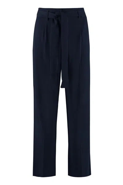 Shop Max Mara Kartal Belted Cropped Trousers In Blue