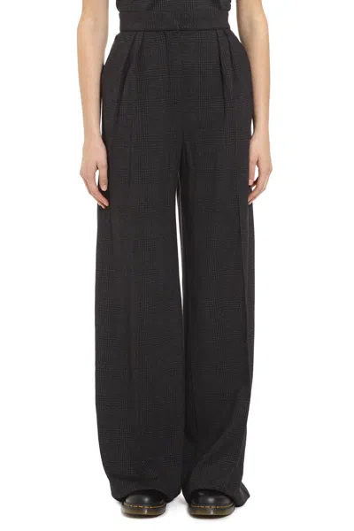 Shop Max Mara Prince Of Wales Check Trousers In Grey
