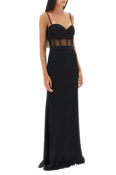 Shop Alexander Mcqueen Maxi Bustier Dress In Nero